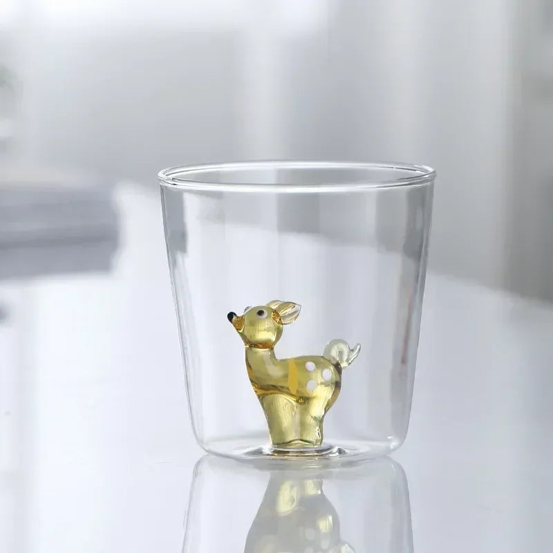 Handmade Bubble Glass Cup – 3D Animal & Plant Design | Cute Transparent Coffee & Milk Mug
