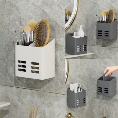 Wall-Mounted Bathroom Storage Shelf – No-Drill Organizer Rack for Makeup, Toiletries & Skincare