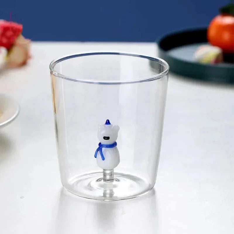 Handmade Bubble Glass Cup – 3D Animal & Plant Design | Cute Transparent Coffee & Milk Mug