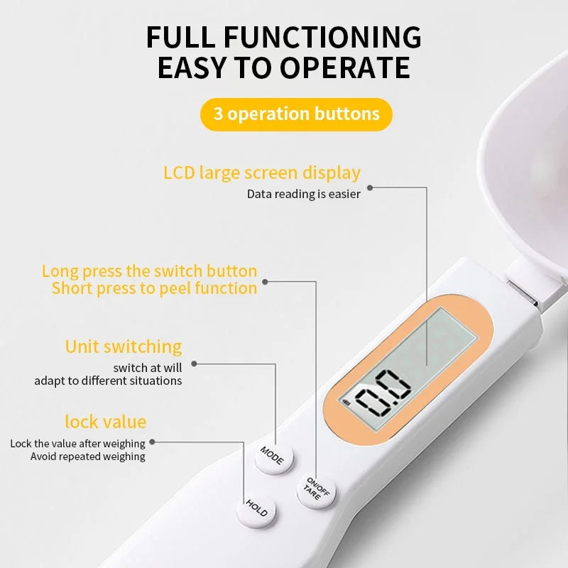 Mini Digital Spoon Scale – Electronic LCD Kitchen Food Scale 0.1-500g for Cooking, Flour, Milk, Coffee, Powder, Weight Measuring