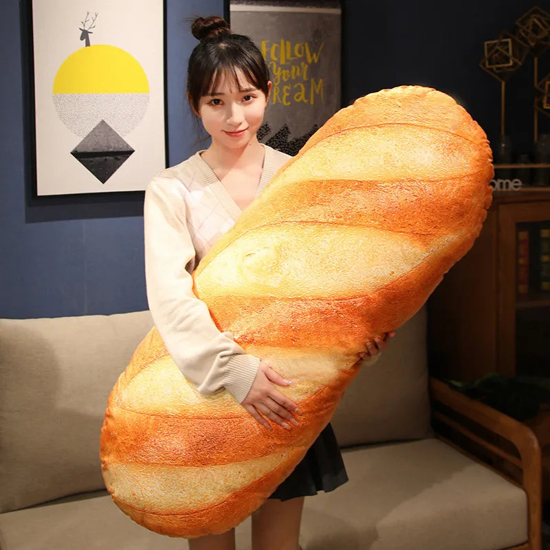 Giant Bread Plush Pillow - Kawaii Food Simulation Cushion Toy, Soft Stuffed Doll for Kids, Children, Birthday & Christmas Gift