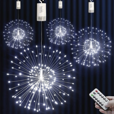 LED Firework Starburst Hanging Light – 150/200 LED DIY Fairy String Lamp, Remote-Control Twinkle Decor | Christmas, Bedroom, Festival Lighting