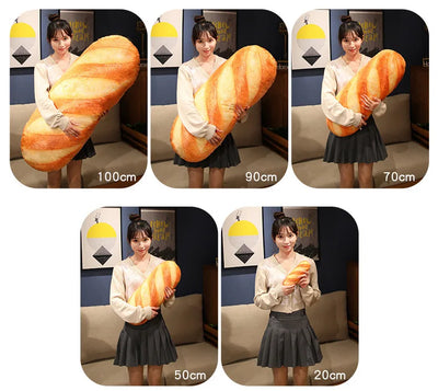 Giant Bread Plush Pillow - Kawaii Food Simulation Cushion Toy, Soft Stuffed Doll for Kids, Children, Birthday & Christmas Gift
