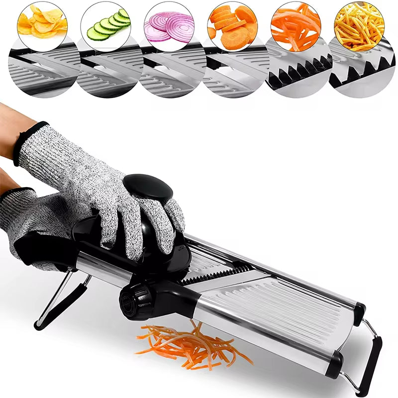 Adjustable Mandoline Slicer – Stainless Steel Vegetable Cutter for Potatoes, Carrots, Onions & More (JT213)