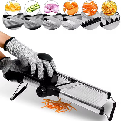 Adjustable Mandoline Slicer – Stainless Steel Vegetable Cutter for Potatoes, Carrots, Onions & More (JT213)