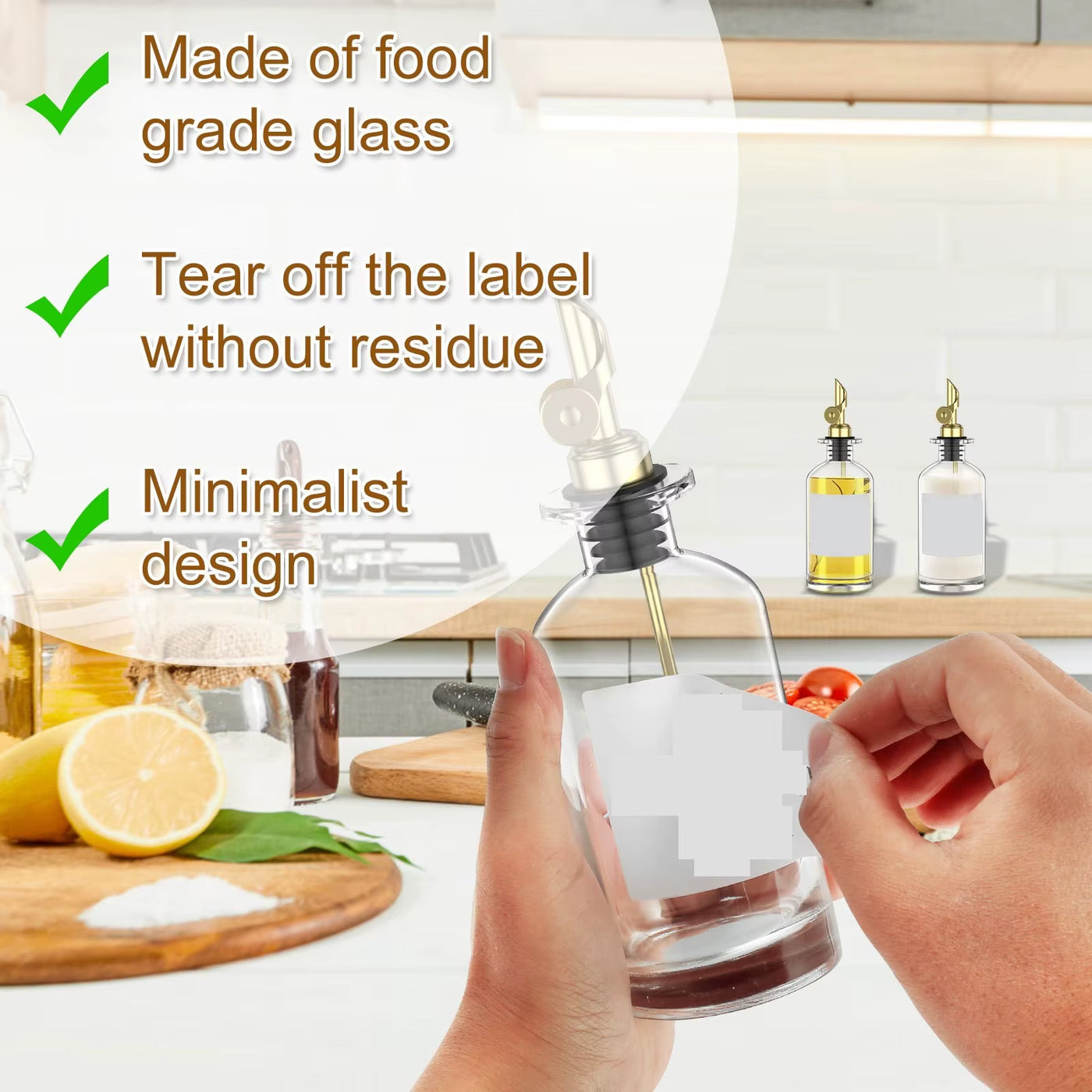 Glass Olive Oil & Vinegar Dispenser Bottle – Leak-Proof Seasoning Container for Kitchen Use
