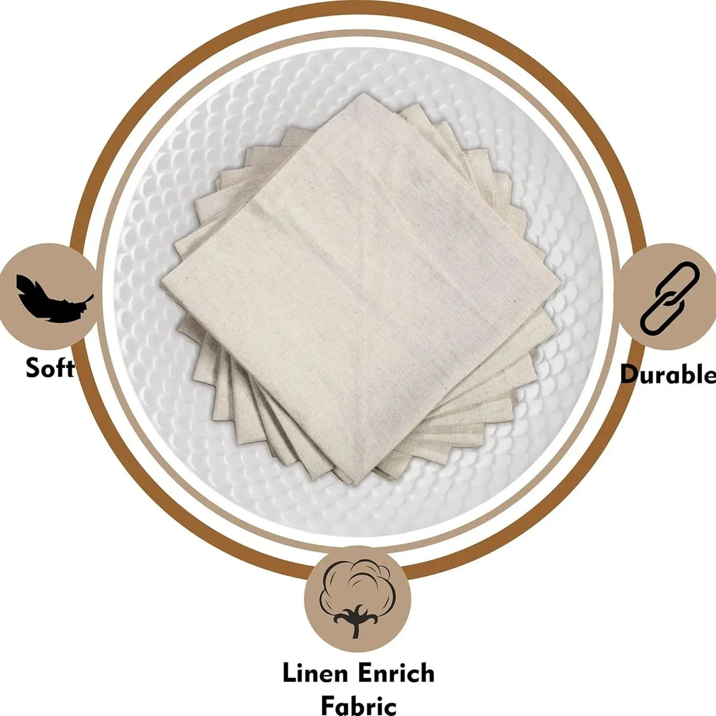 6-Piece 100% Linen Dinner Napkins – Soft, Absorbent, Natural Fabric for Dining & Events