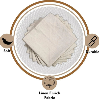 6-Piece 100% Linen Dinner Napkins – Soft, Absorbent, Natural Fabric for Dining & Events