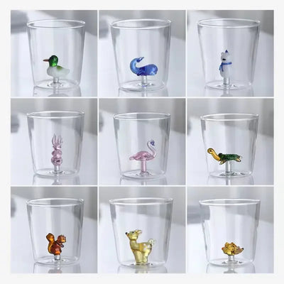 Handmade Bubble Glass Cup – 3D Animal & Plant Design | Cute Transparent Coffee & Milk Mug