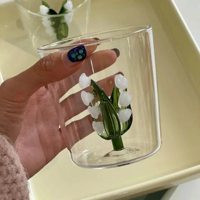 Handmade Bubble Glass Cup – 3D Animal & Plant Design | Cute Transparent Coffee & Milk Mug