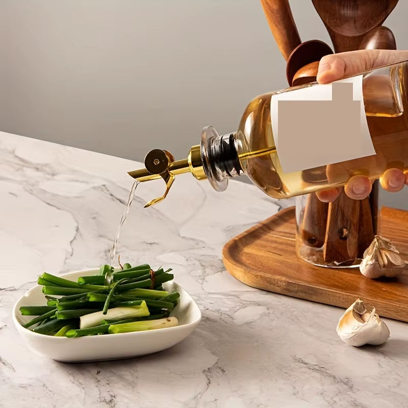 Glass Olive Oil & Vinegar Dispenser Bottle – Leak-Proof Seasoning Container for Kitchen Use