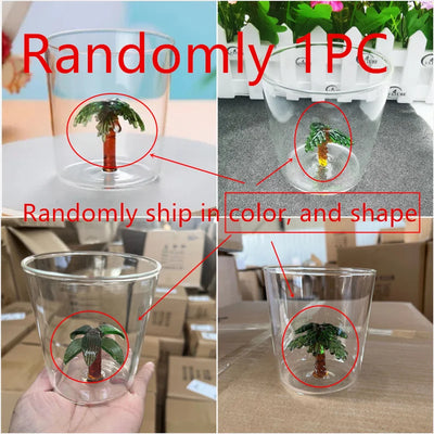 Handmade Bubble Glass Cup – 3D Animal & Plant Design | Cute Transparent Coffee & Milk Mug