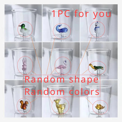 Handmade Bubble Glass Cup – 3D Animal & Plant Design | Cute Transparent Coffee & Milk Mug