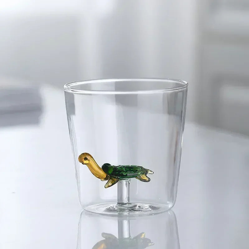 Handmade Bubble Glass Cup – 3D Animal & Plant Design | Cute Transparent Coffee & Milk Mug